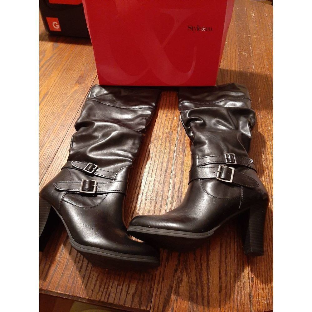 Style & Co. Black Heeled Slouch Boots